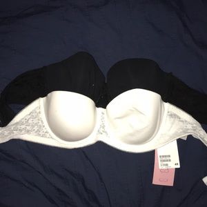 Two strapless bras! White & black 36C